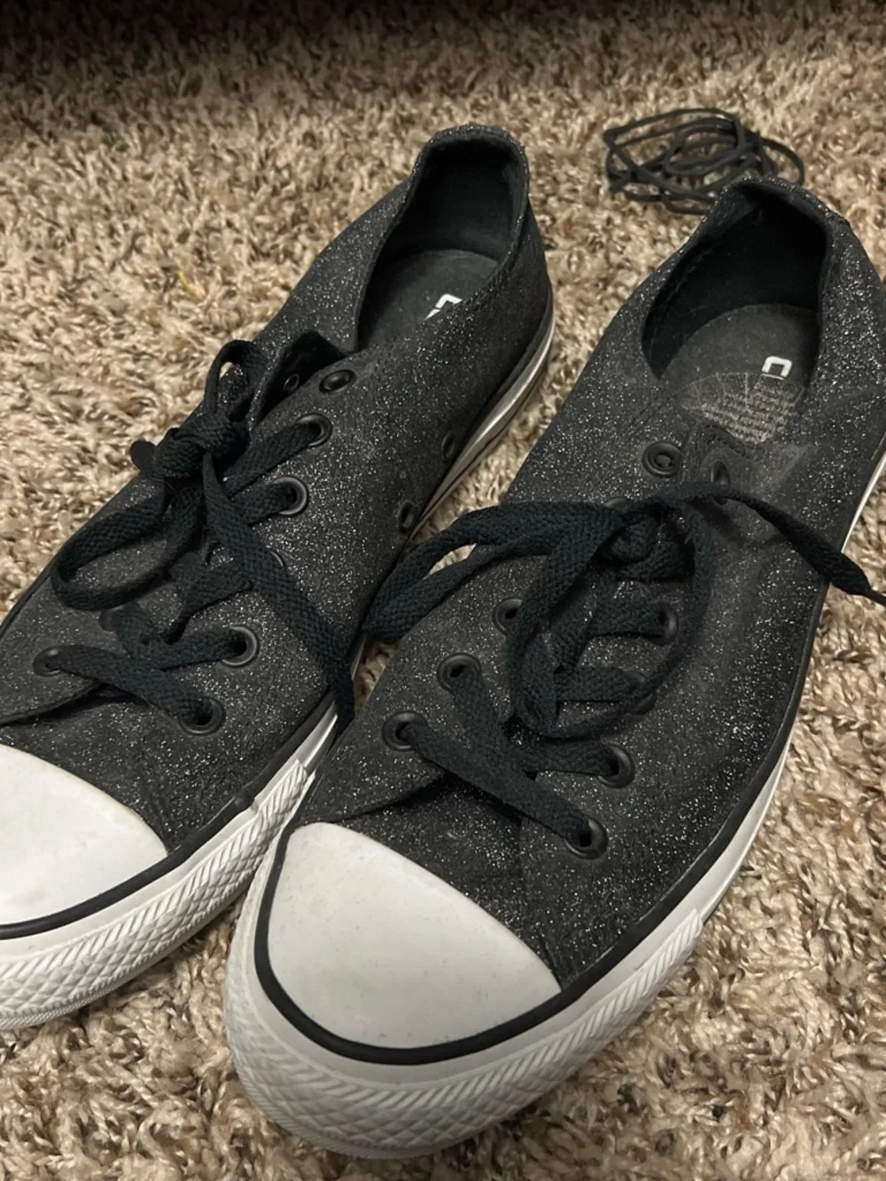 Converse Kids Black Glitter Low Top Sneakers